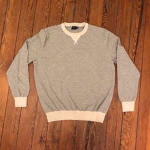 J. Crew Navy Pinstripe and Cream Crew Neck Sweater
